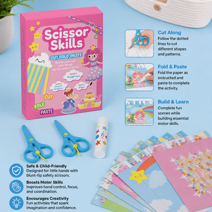 Kids Scissor Skills Activity Book – Safe Cutting Practice with Safety Scissors