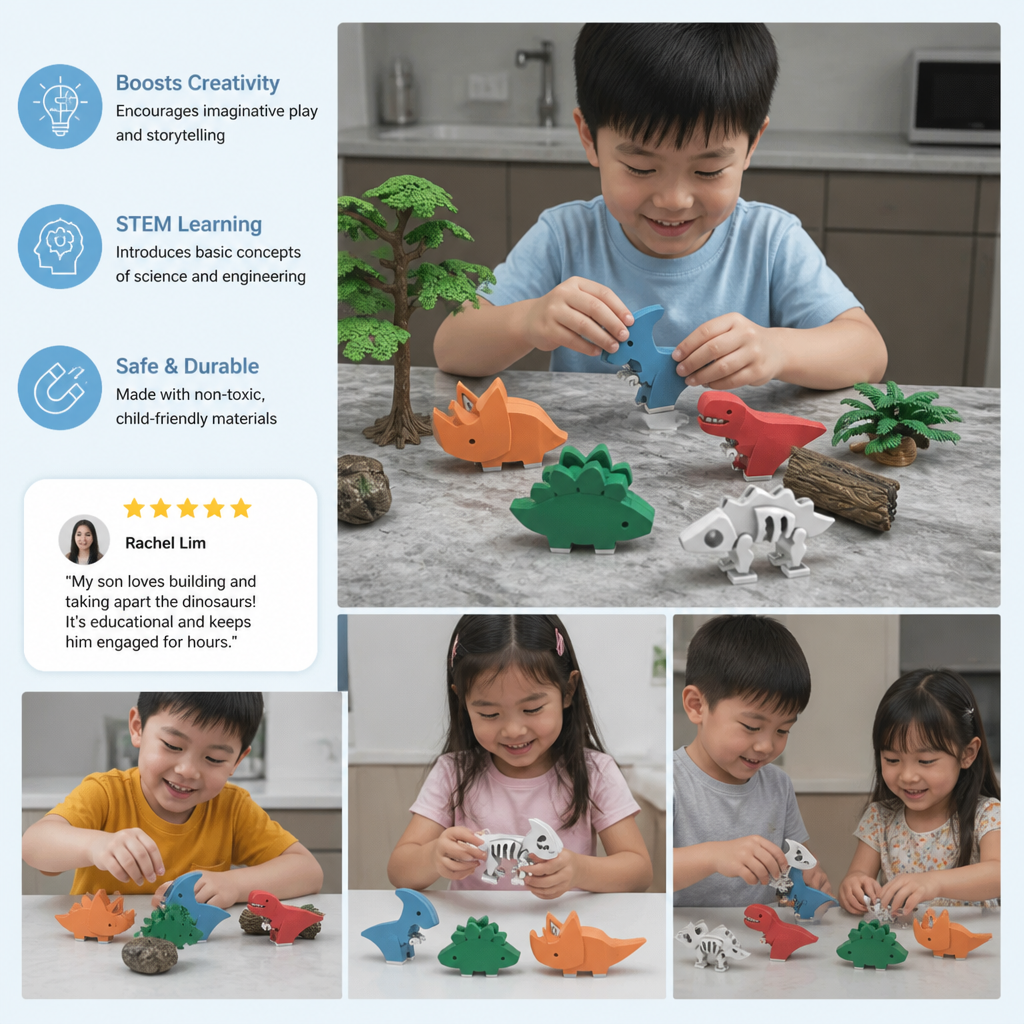 Magnetic Animal Skeleton Builder Set – STEM Take-Apart Learning Toy