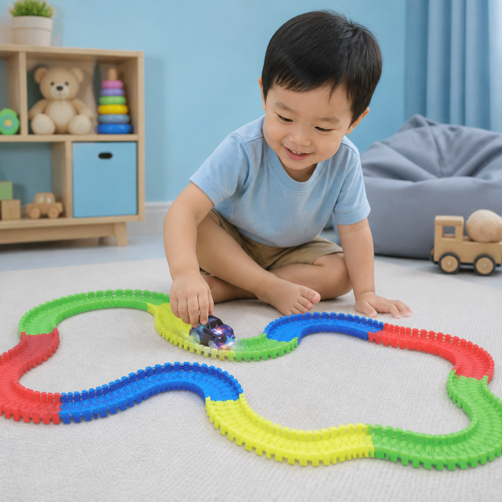 Glow-in-the-Dark Flexible Sand Race Track Set for Kids