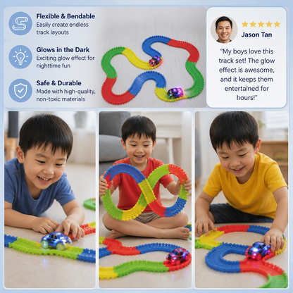 Glow-in-the-Dark Flexible Sand Race Track Set for Kids