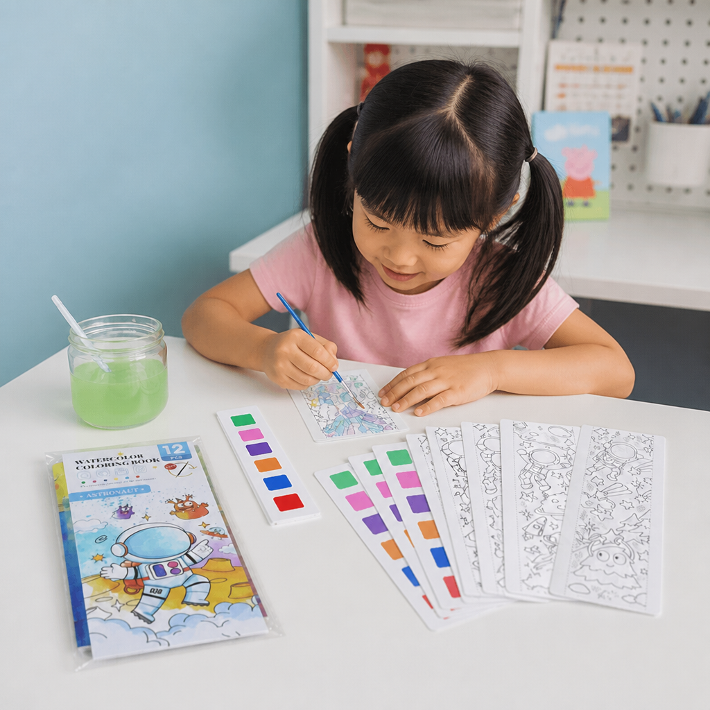 All-in-One Watercolour Painting Book with Built-In Paint & Brush