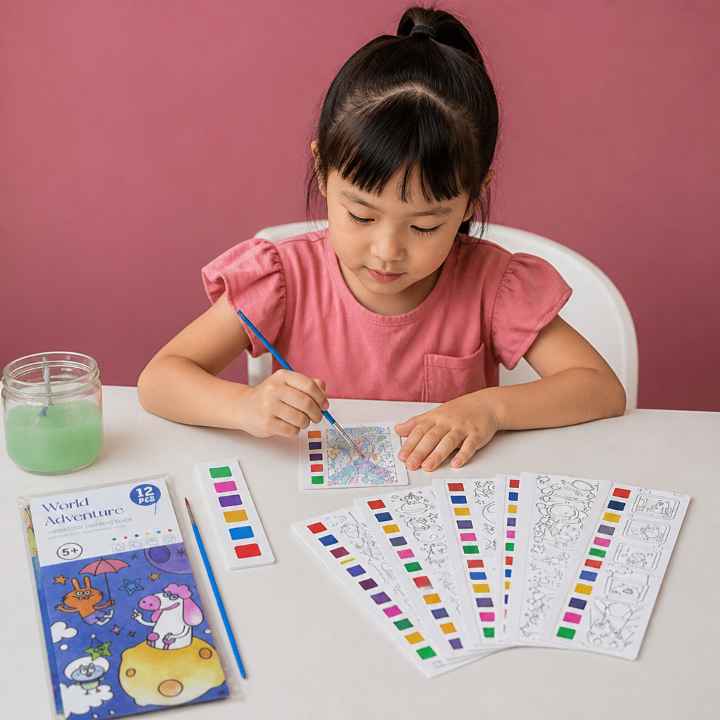 All-in-One Watercolour Painting Book with Built-In Paint & Brush