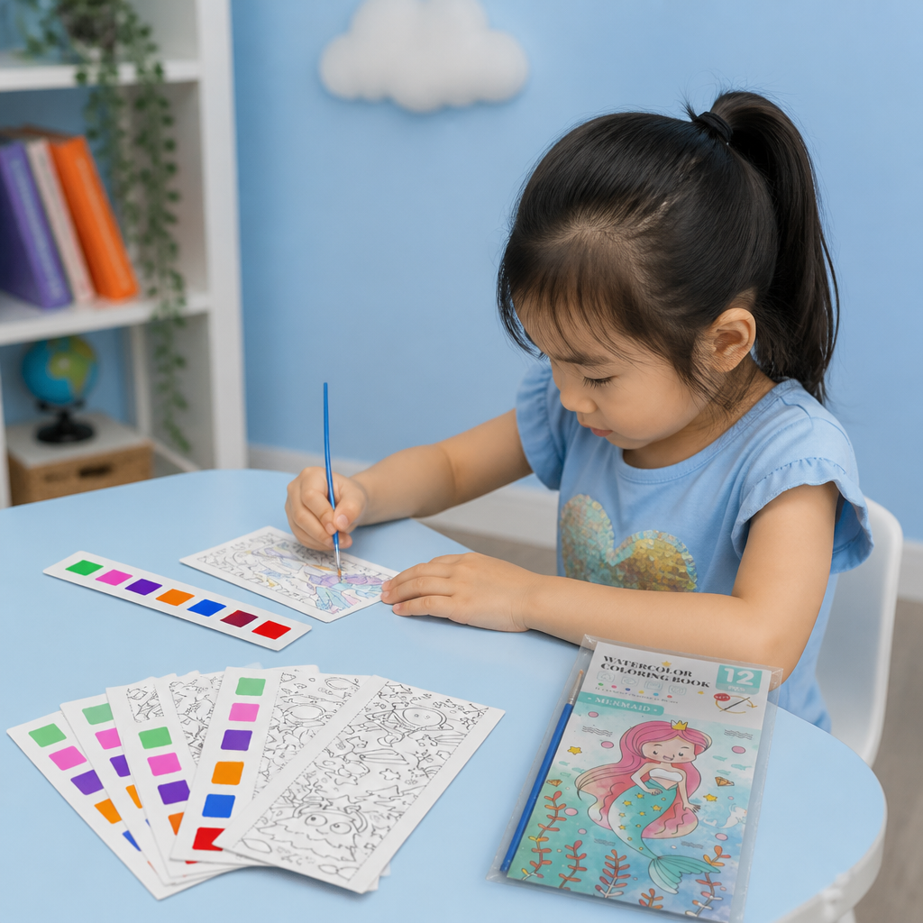 All-in-One Watercolour Painting Book with Built-In Paint & Brush