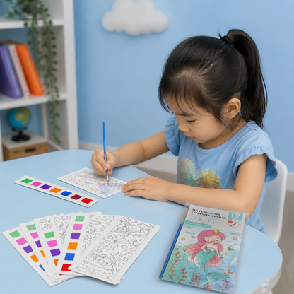 All-in-One Watercolour Painting Book with Built-In Paint & Brush
