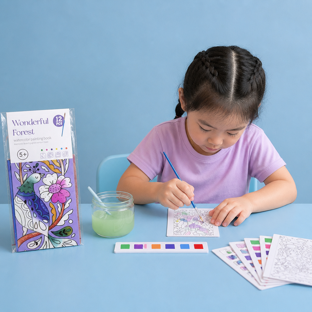 All-in-One Watercolour Painting Book with Built-In Paint & Brush