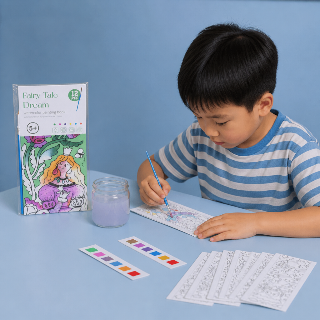 All-in-One Watercolour Painting Book with Built-In Paint & Brush