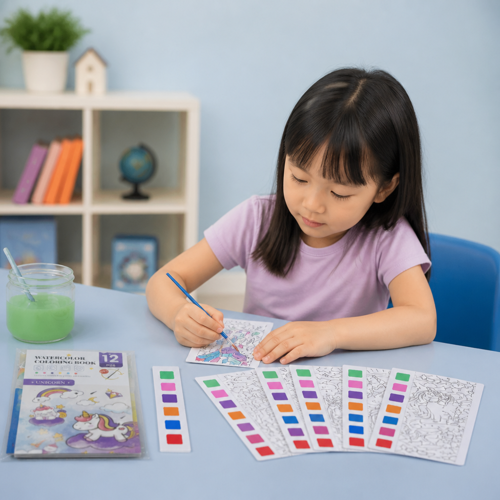 All-in-One Watercolour Painting Book with Built-In Paint & Brush