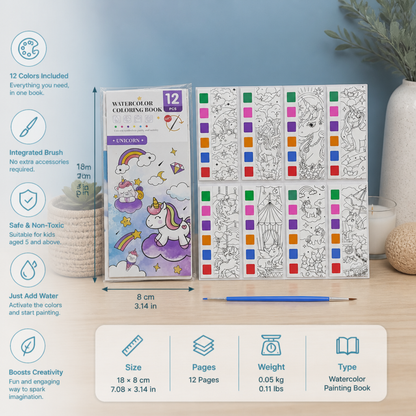 All-in-One Watercolour Painting Book with Built-In Paint & Brush