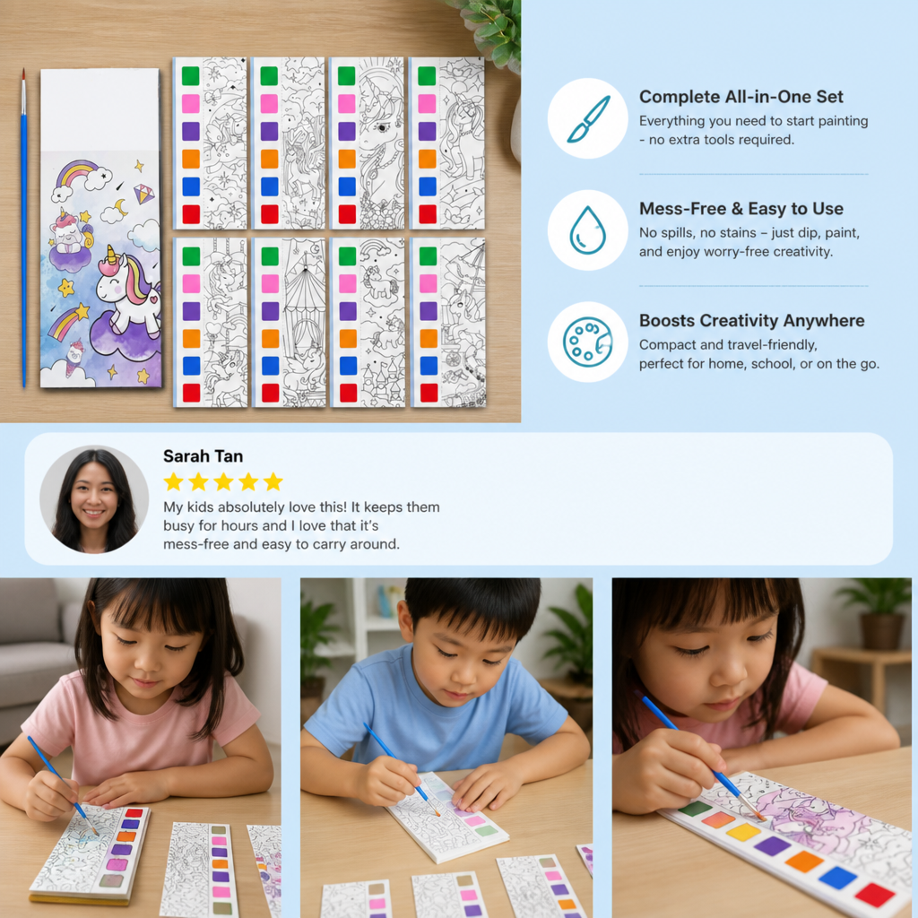 All-in-One Watercolour Painting Book with Built-In Paint & Brush
