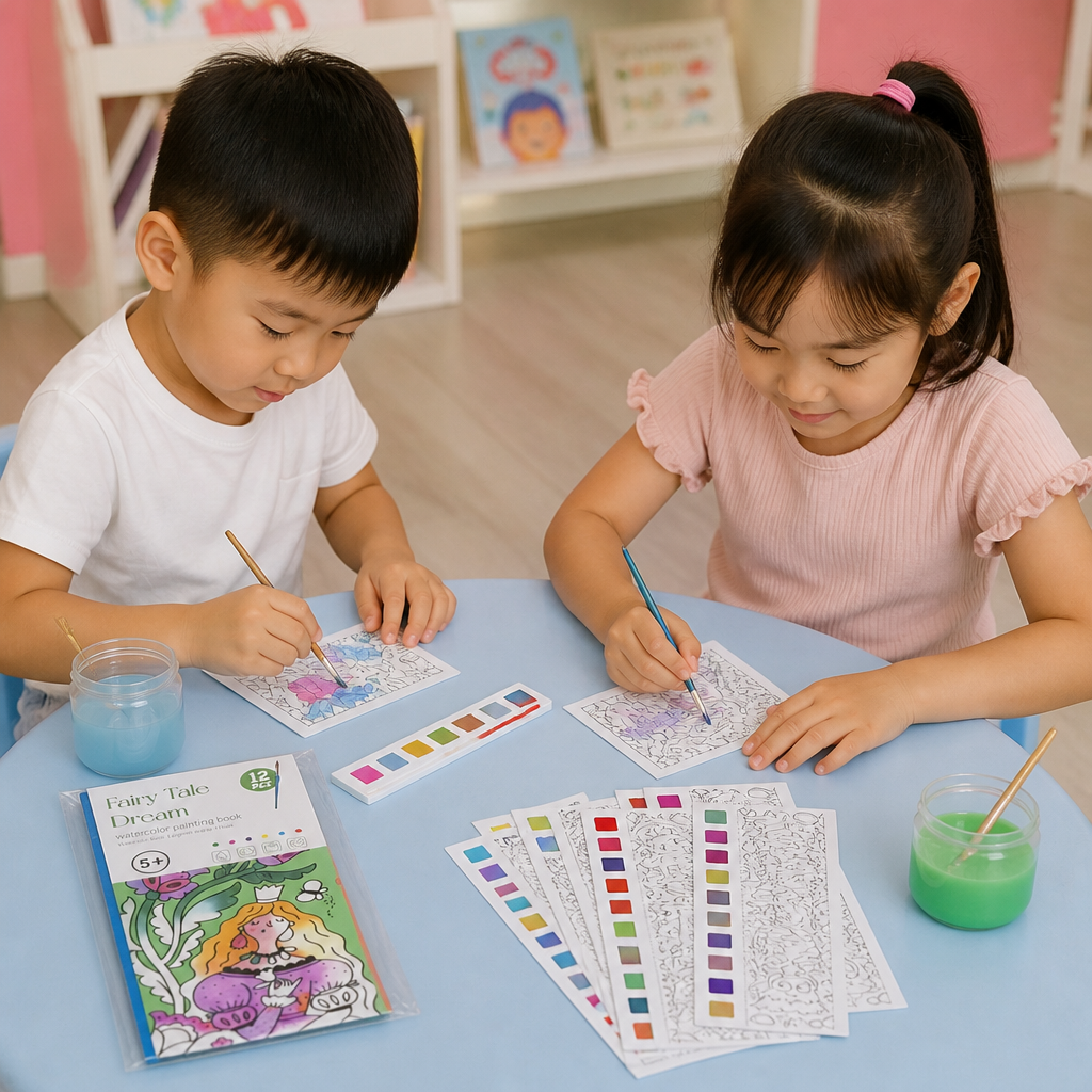 All-in-One Watercolour Painting Book with Built-In Paint & Brush