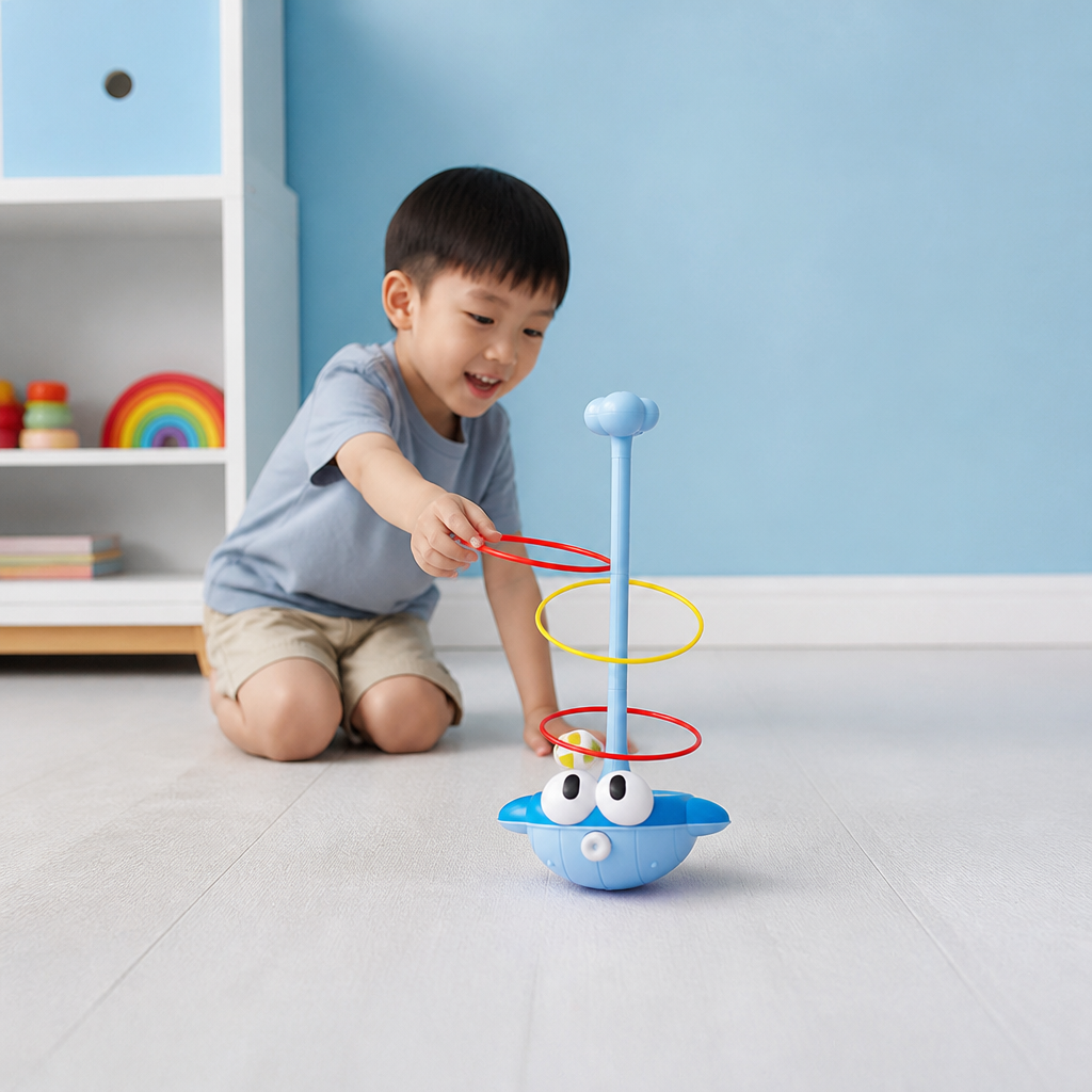 3-in-1 Educational Activity Game – Ring Toss, Basketball & Sticky Ball