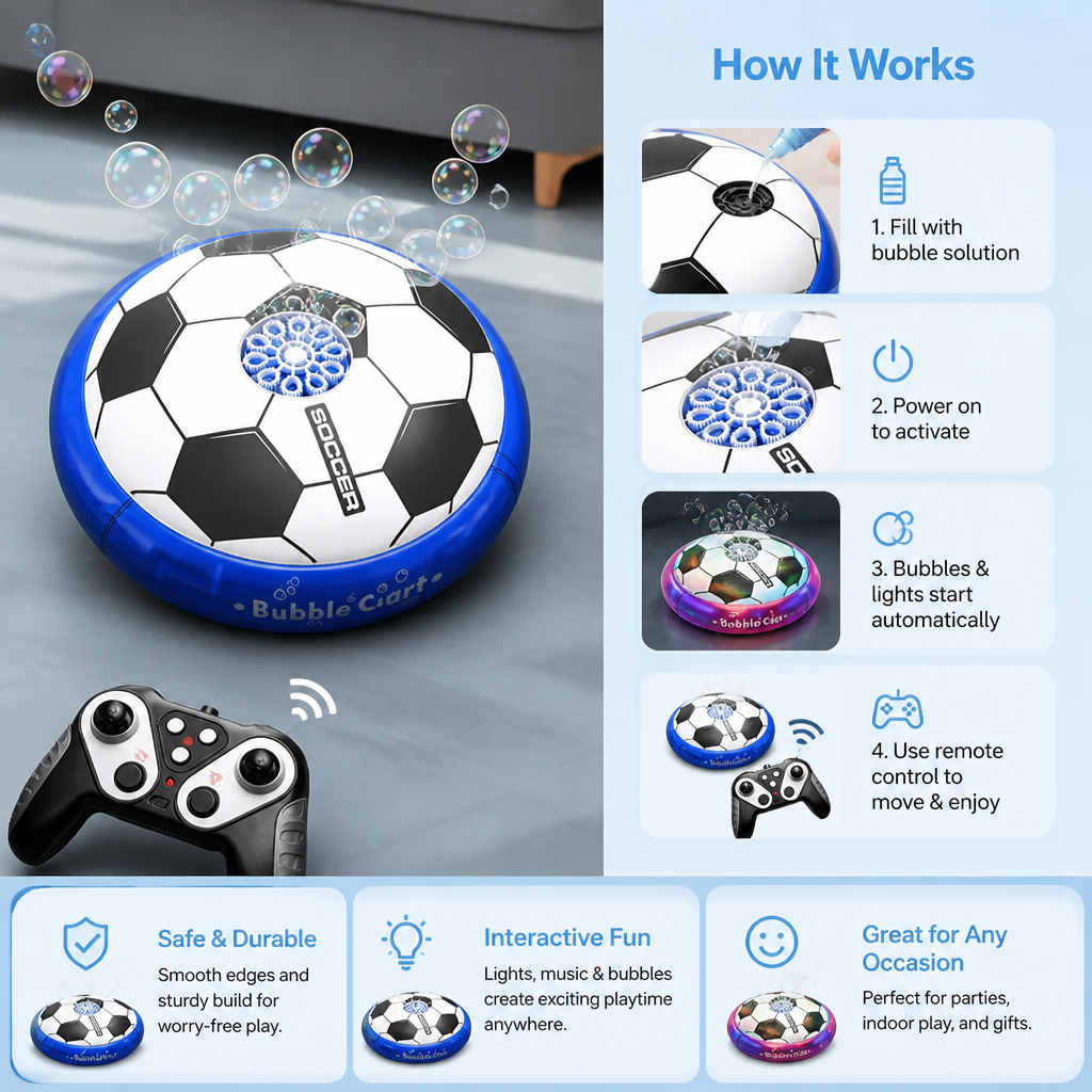 Remote Control Soccer Bubble Ball with Lights & Music