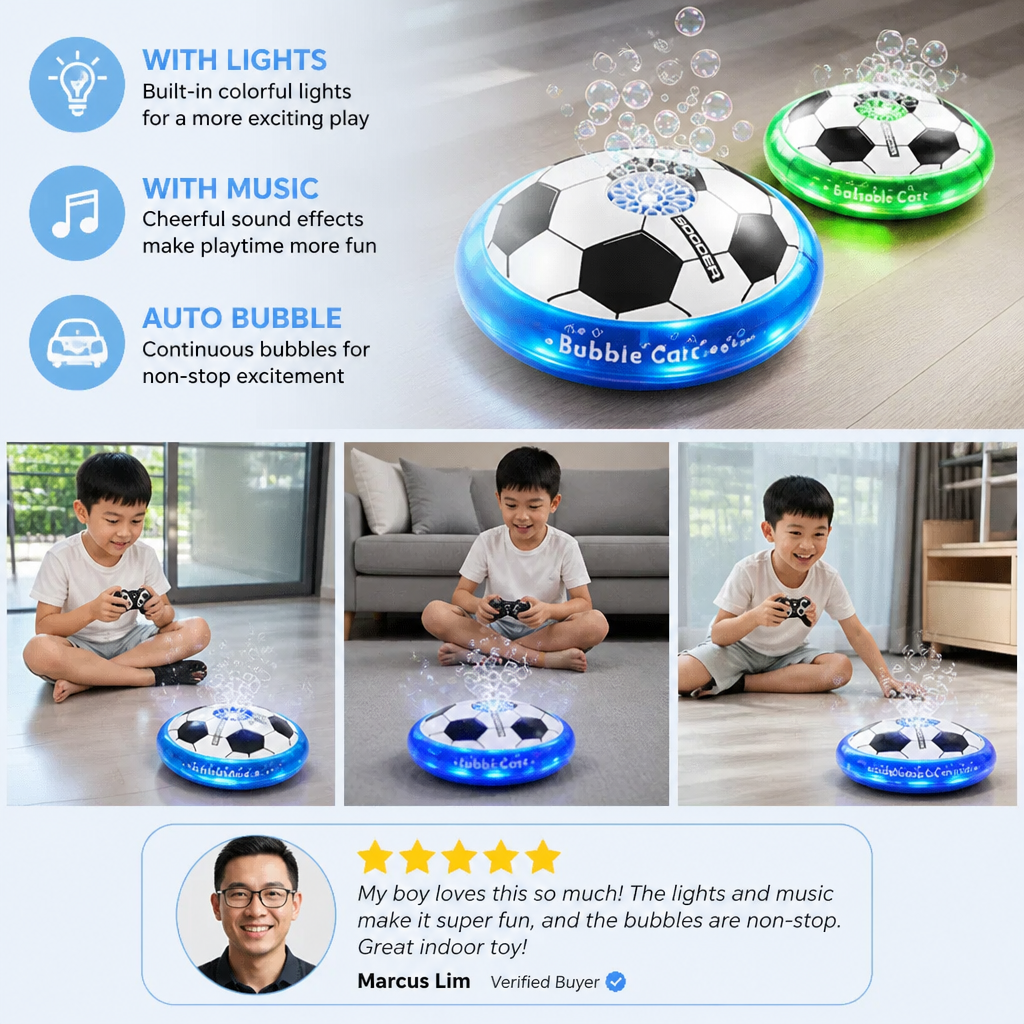 Remote Control Soccer Bubble Ball with Lights & Music