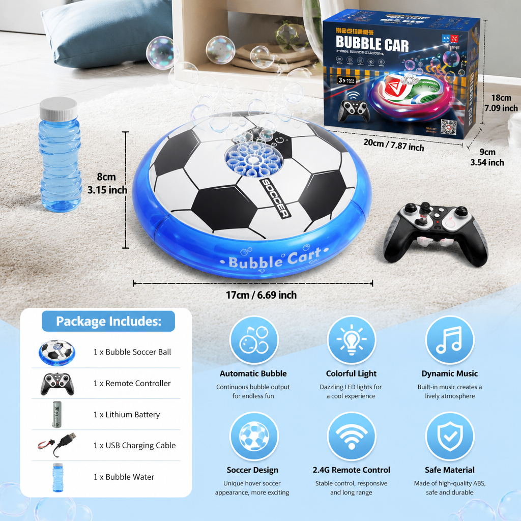 Remote Control Soccer Bubble Ball with Lights & Music