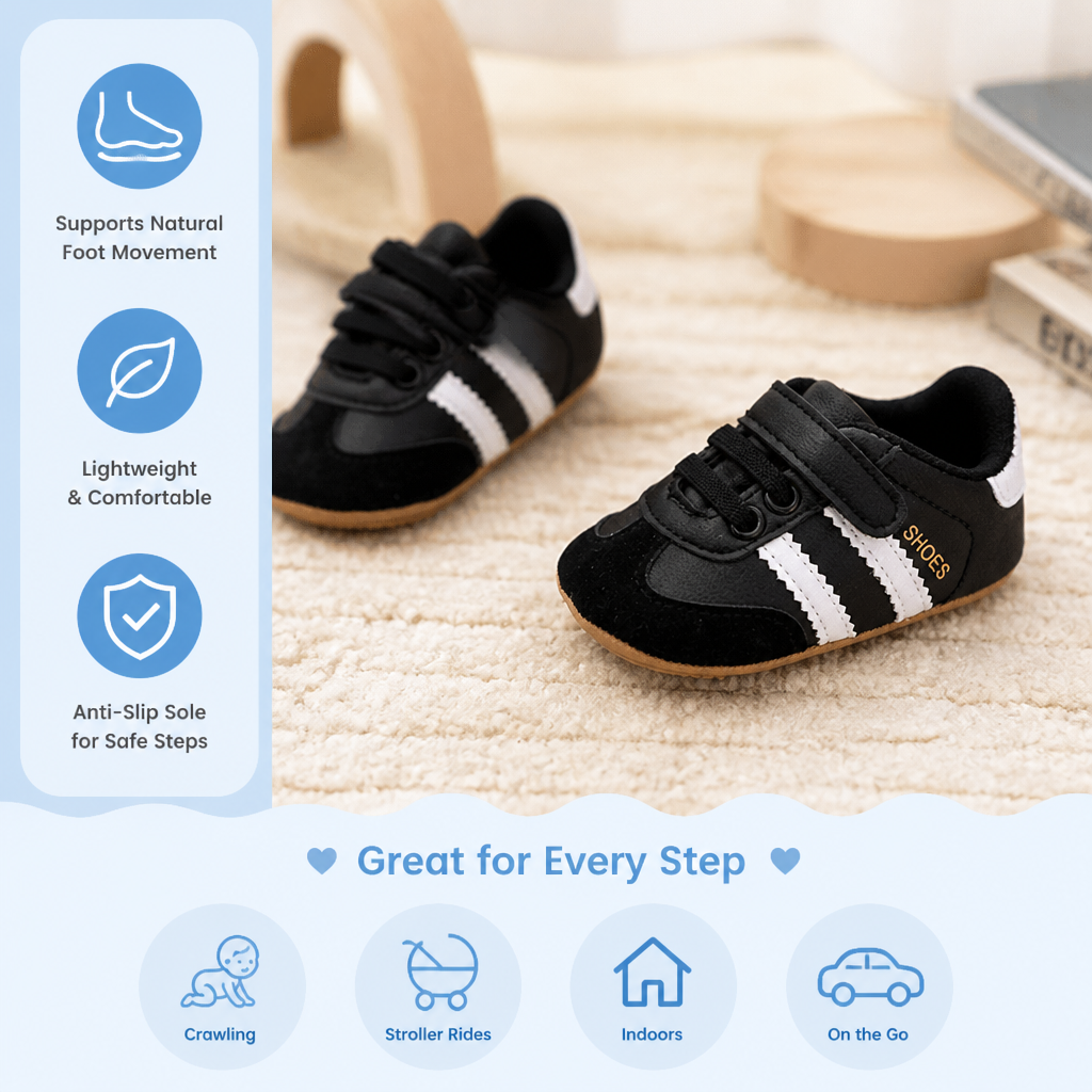 Classic Retro Baby Sneakers – Soft Sole First Walking Shoes