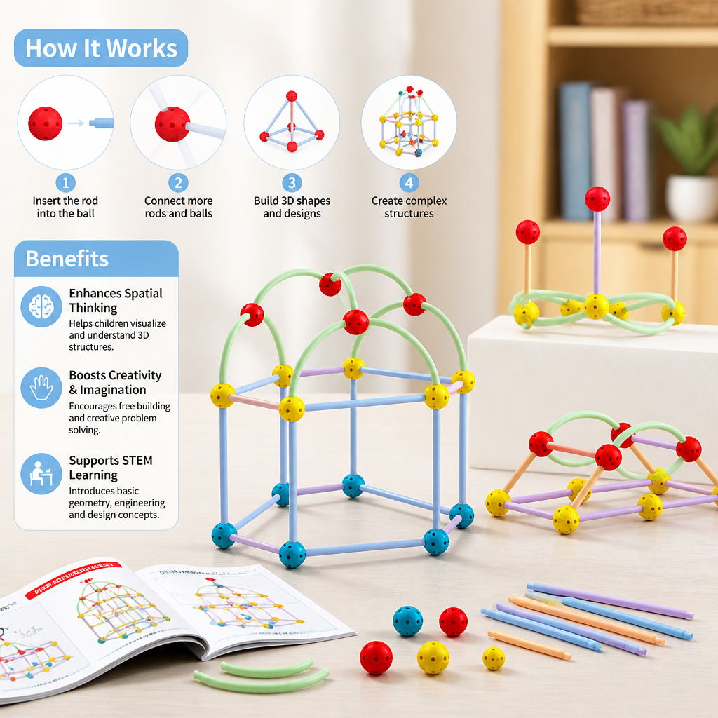 3D Geometry Building Kit – Educational Construction & Spatial Learning Toy