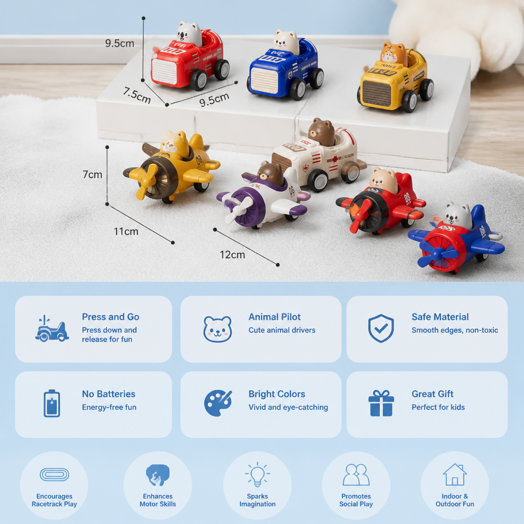 Press & Go Animal Airplane & Truck Toy for Kids