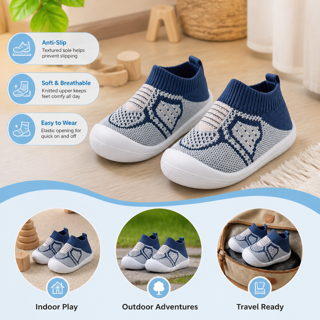 Soft Knit Anti-Slip Baby Sock Shoes for First Steps
