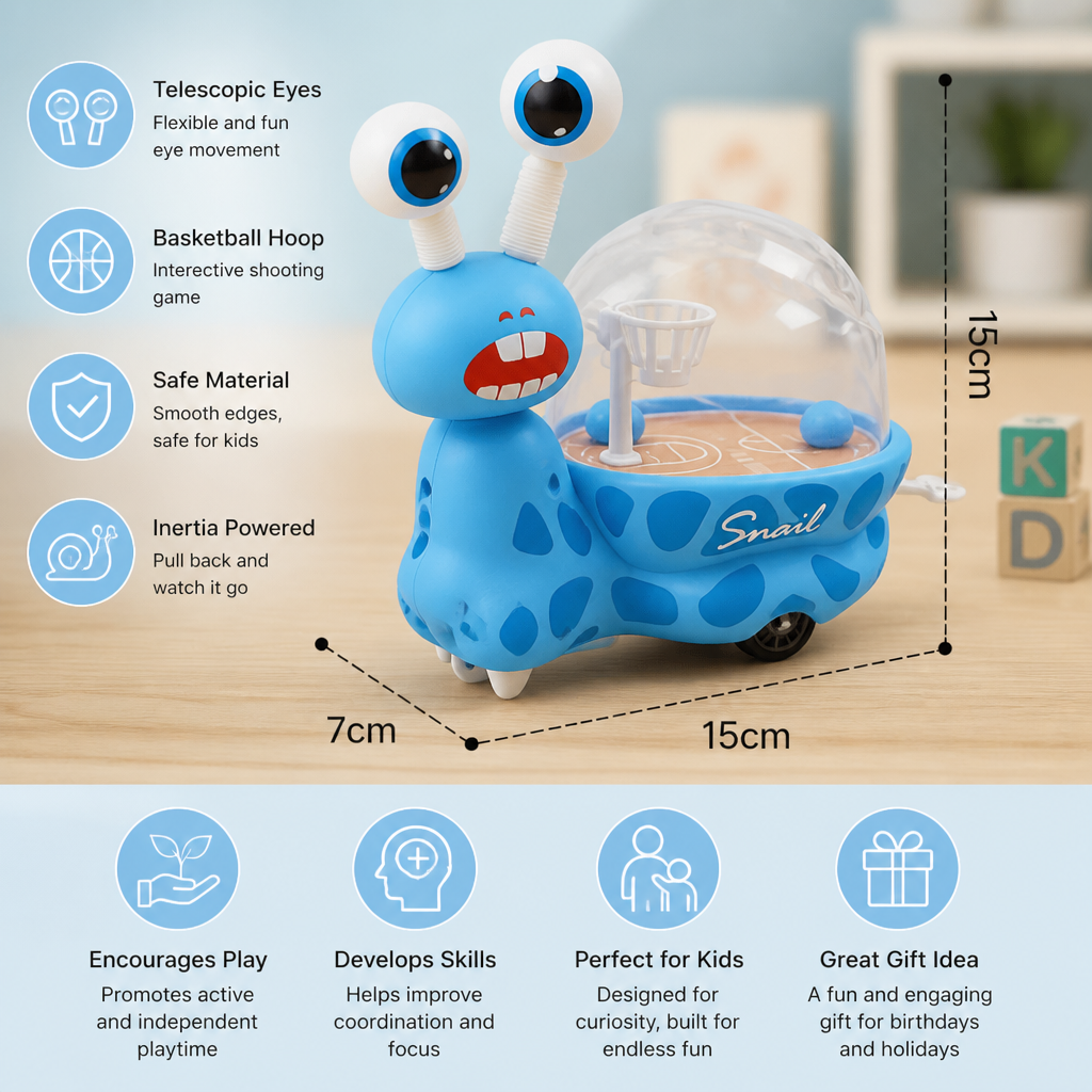 3-in-1 Moving Snail Toy with Basketball Hoop & Telescopic Eyes