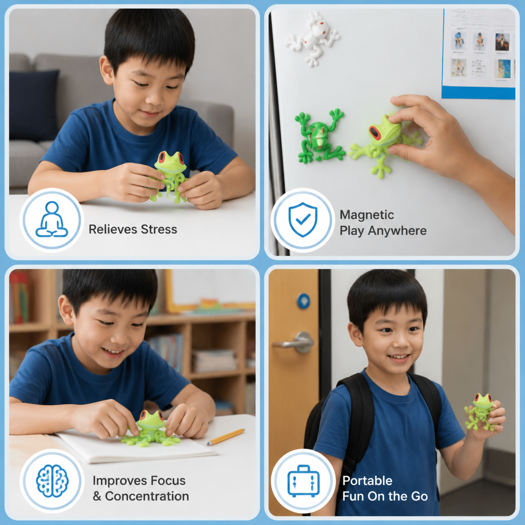 3D Printed Magnetic Flexible Frog Fidget Toy