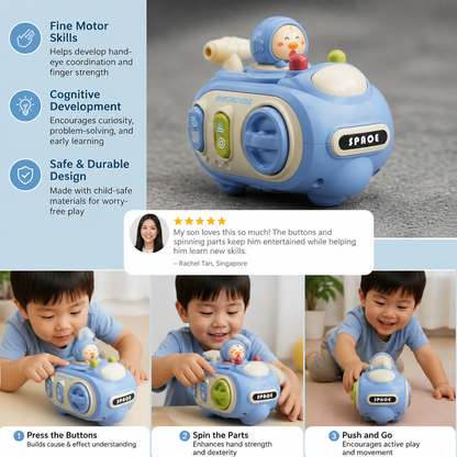 5-in-1 Press & Go Busy Car Toy for Fine Motor Skills Development
