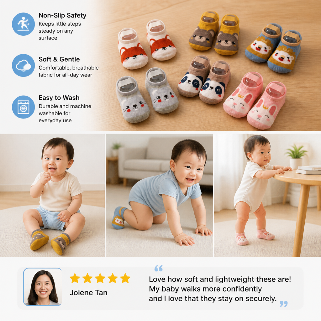 Non-Slip Cartoon Sock Shoes for Babies & Toddlers