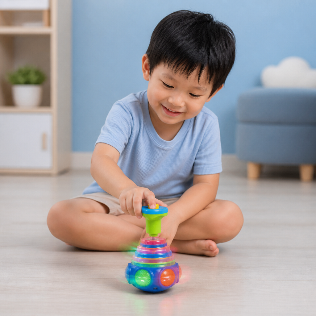 Interactive Light-Up Musical Spinning Top Toy for Kids