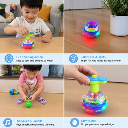 Interactive Light-Up Musical Spinning Top Toy for Kids