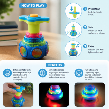Interactive Light-Up Musical Spinning Top Toy for Kids