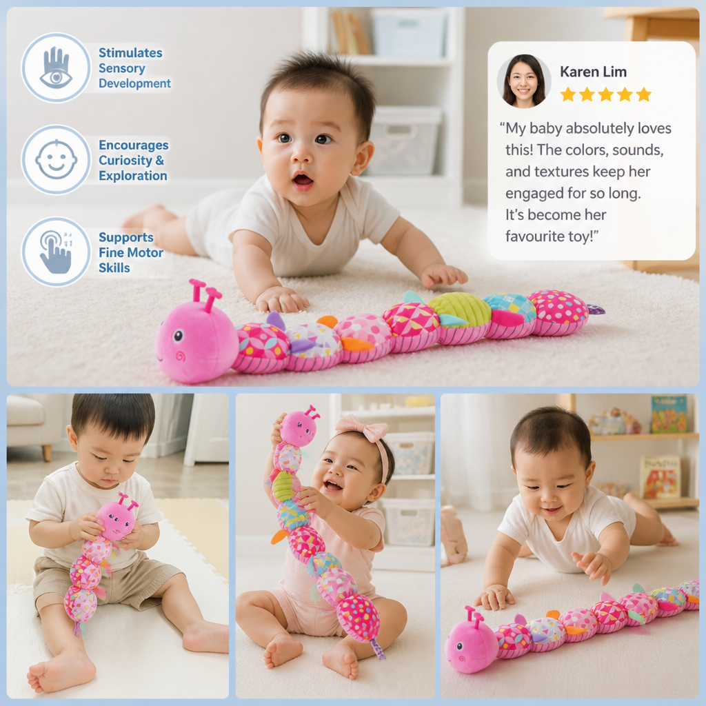 Sensory Plush Rattle and Music Caterpillar