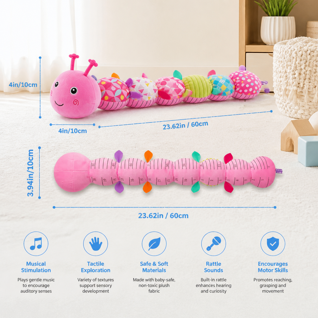 Sensory Plush Rattle and Music Caterpillar