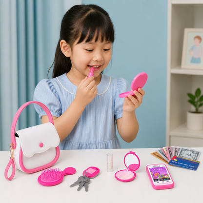 Kids Pretend Play Handbag Set with Phone, Makeup & Accessories
