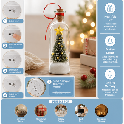 Recordable Christmas Message-in-a-Bottle Ornament with Voice Playback