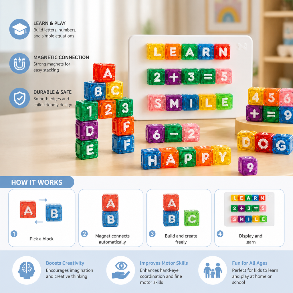 40-Piece Magnetic Letters & Numbers Learning Set – Montessori STEM Toy for Kids