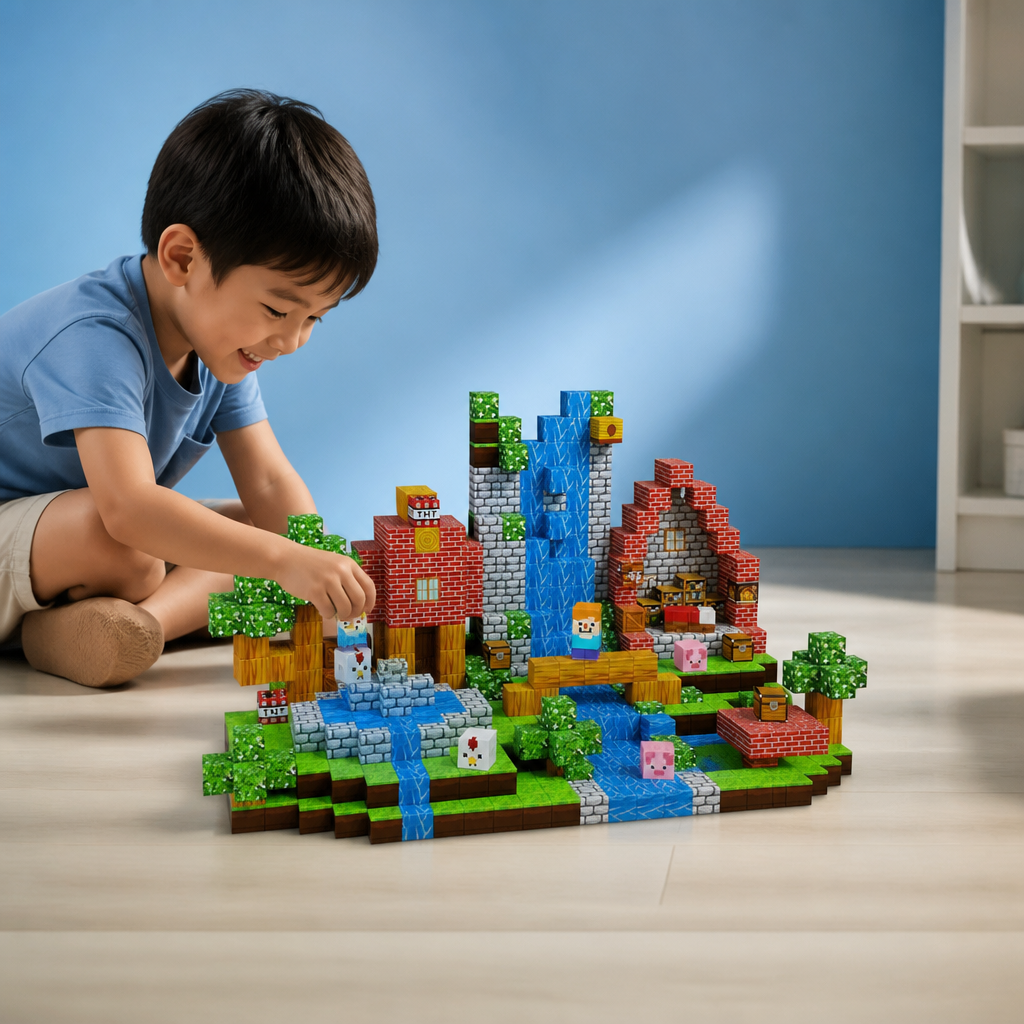 100-Piece Magnetic Building Cube Set – Montessori STEM Construction Toy for Kids