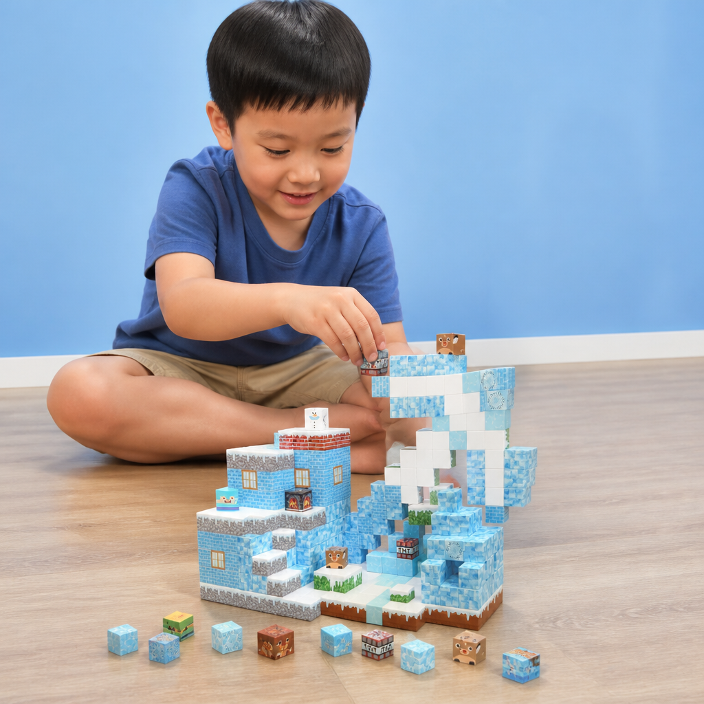 100-Piece Magnetic Building Cube Set – Montessori STEM Construction Toy for Kids