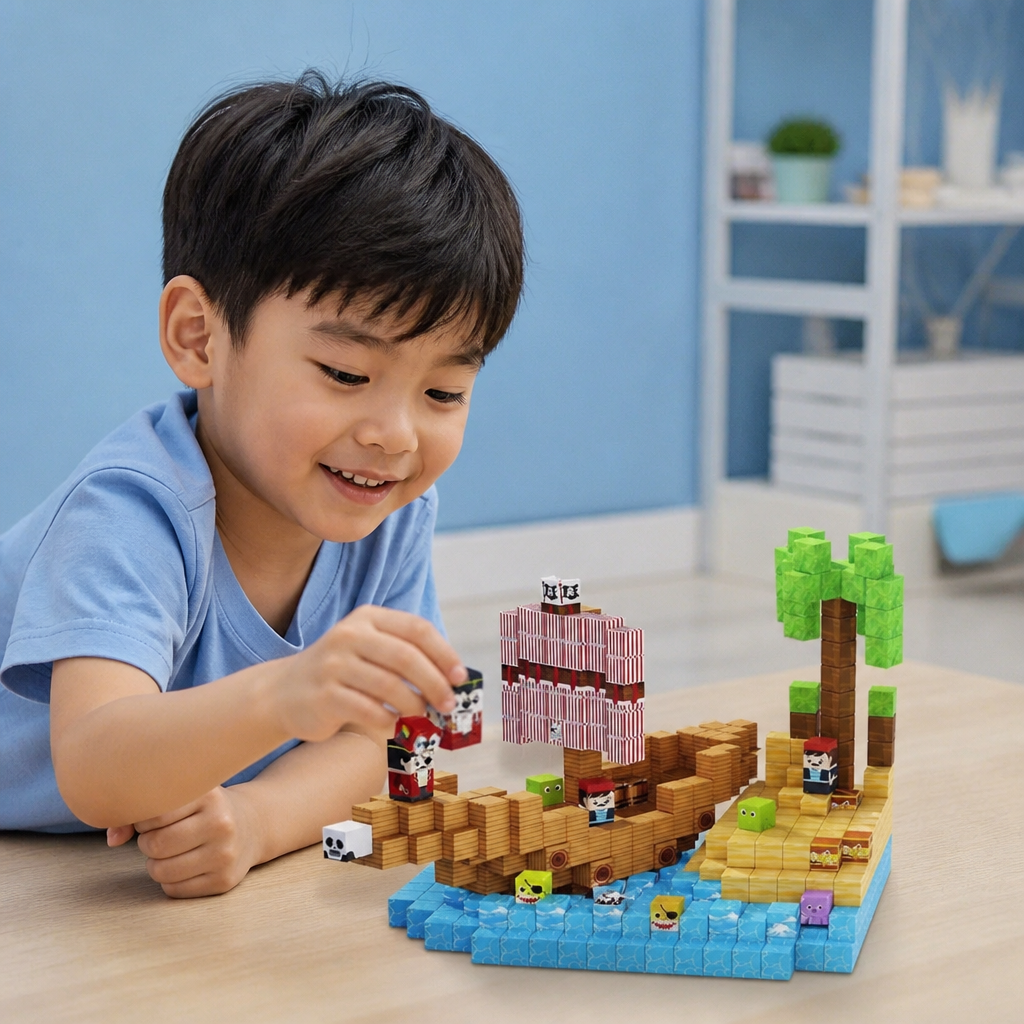 100-Piece Magnetic Building Cube Set – Montessori STEM Construction Toy for Kids