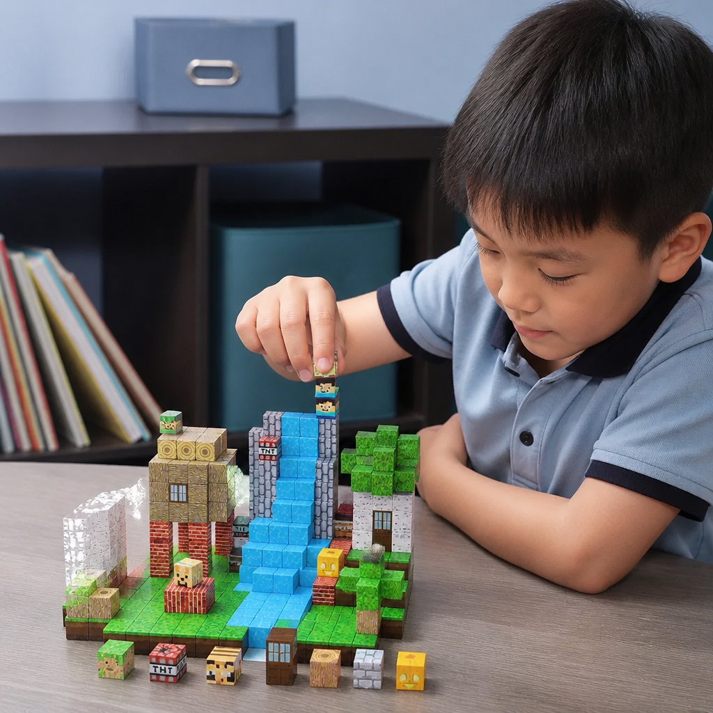 100-Piece Magnetic Building Cube Set – Montessori STEM Construction Toy for Kids
