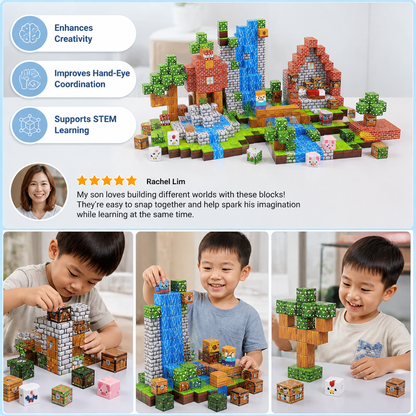 100-Piece Magnetic Building Cube Set – Montessori STEM Construction Toy for Kids