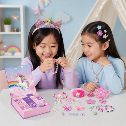 24-Day Unicorn Advent Calendar with Hair Accessories, Stickers & Surprise Gifts