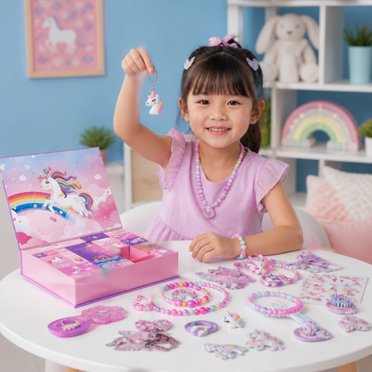 24-Day Unicorn Advent Calendar with Hair Accessories, Stickers & Surprise Gifts