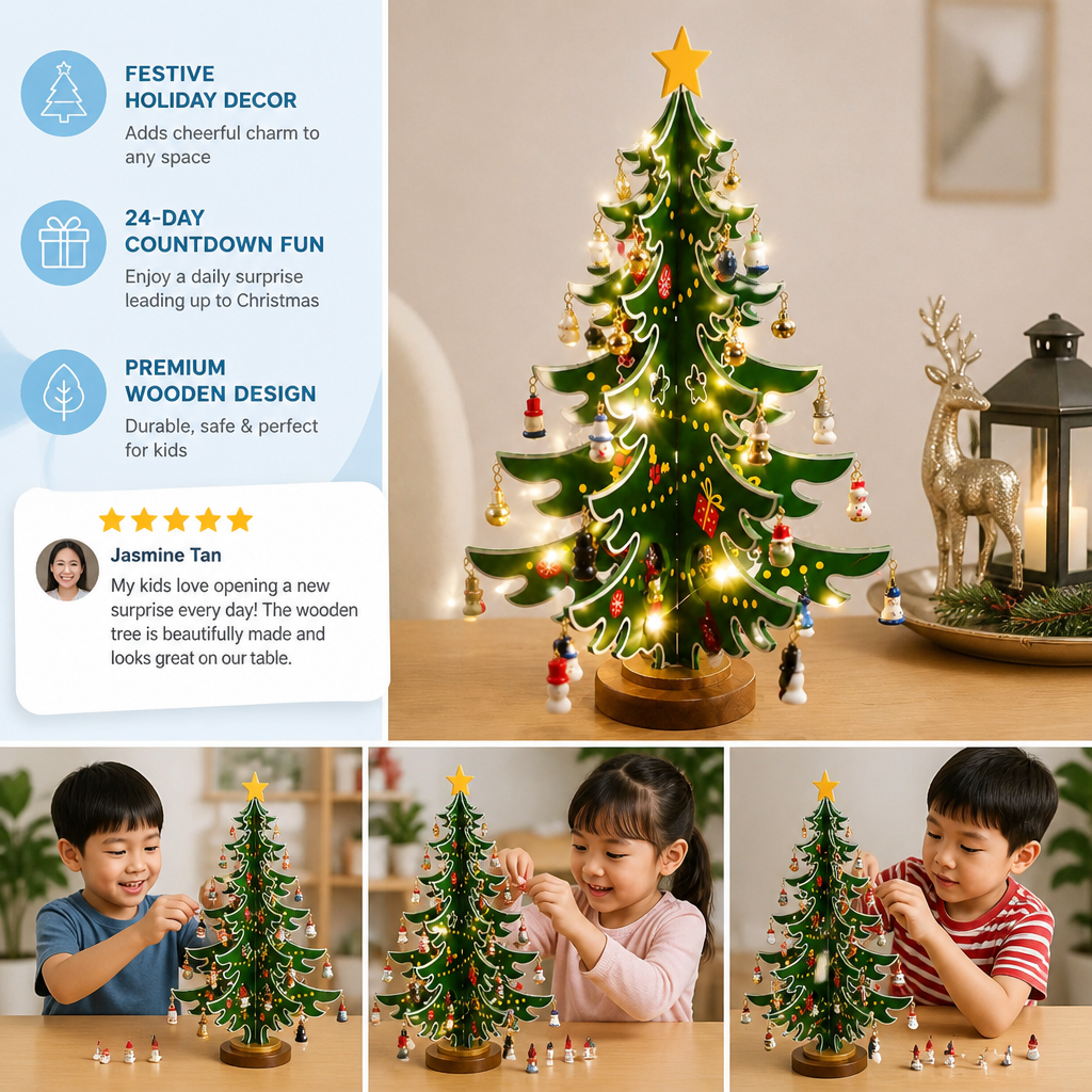 24-Day Mini Christmas Tree Ornament Advent Calendar for Kids