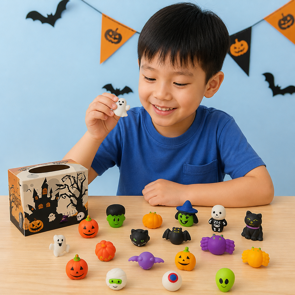 Washable & Reusable Halloween Squishy Toy Set for Party Favors and Trick-or-Treating