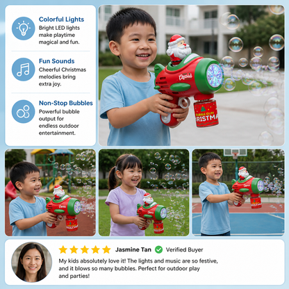 Electric Christmas Bubble Gun with Lights & Sounds for Kids