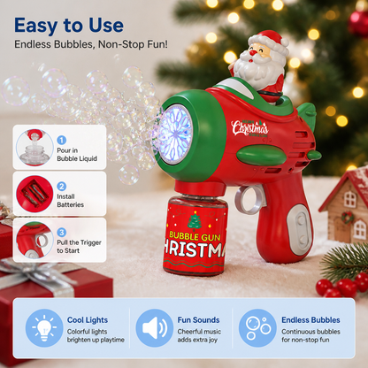Electric Christmas Bubble Gun with Lights & Sounds for Kids