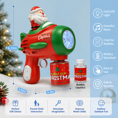 Electric Christmas Bubble Gun with Lights & Sounds for Kids