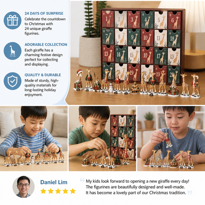 24-Day Christmas Giraffe Figurine Advent Calendar
