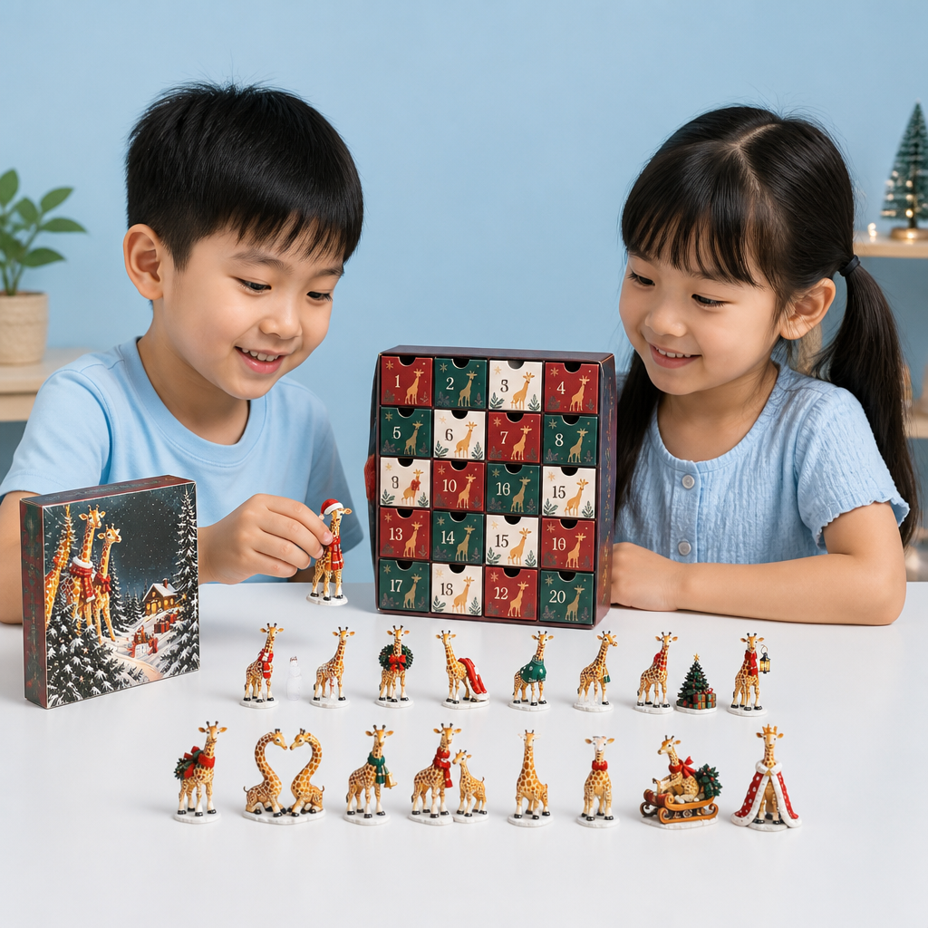 24-Day Christmas Giraffe Figurine Advent Calendar