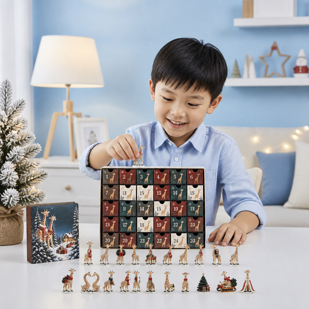 24-Day Christmas Giraffe Figurine Advent Calendar