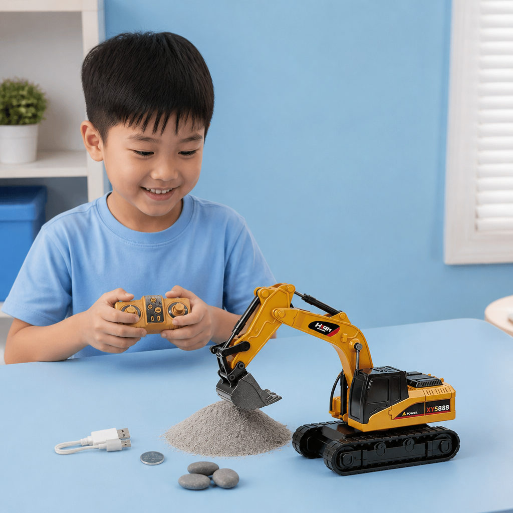 1:64 Scale RC Construction Vehicles – Forklift, Excavator, Dump Truck & Bulldozer